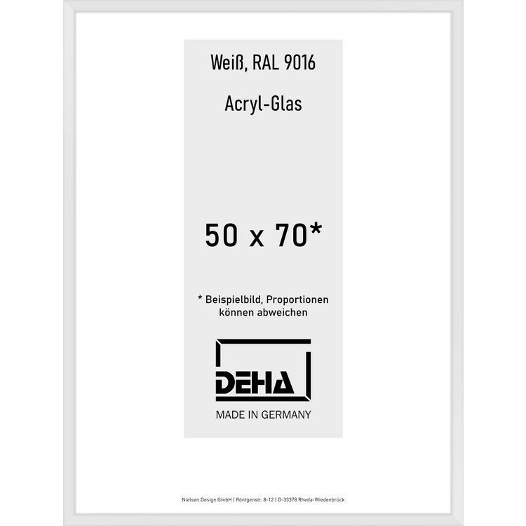 Alu-Rahmen Deha Profil V 50 x 70 Weiß Acryl 0005AG-020-9016