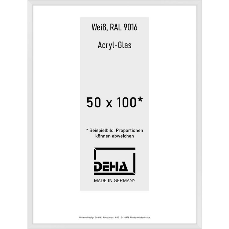 Alu-Rahmen Deha Profil V 50 x 100 Weiß Acryl 0005AG-044-9016