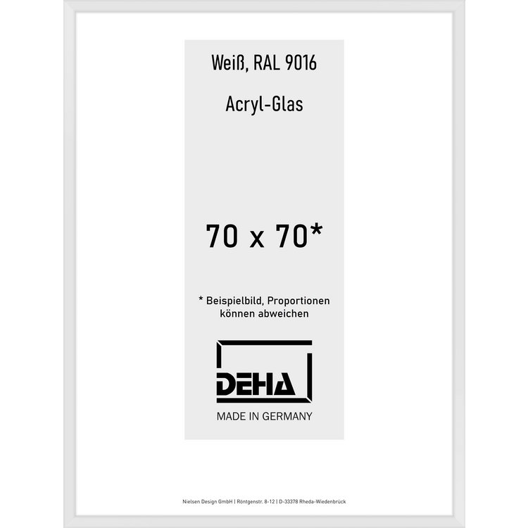 Alu-Rahmen Deha Profil V 70 x 70 Weiß Acryl 0005AG-046-9016
