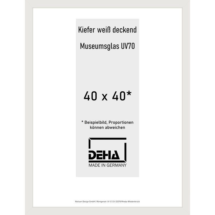 Holz-Rahmen Deha A 25 40 x 40 Kiefer weiß deckend M.UV70 0A25M6-014-KWDE