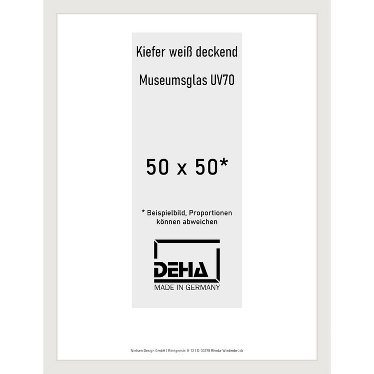 Holz-Rahmen Deha A 25 50 x 50 Kiefer weiß deckend M.UV70 0A25M6-017-KWDE