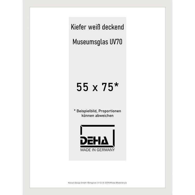 Holz-Rahmen Deha A 25 55 x 75 Kiefer weiß deckend M.UV70 0A25M6-022-KWDE