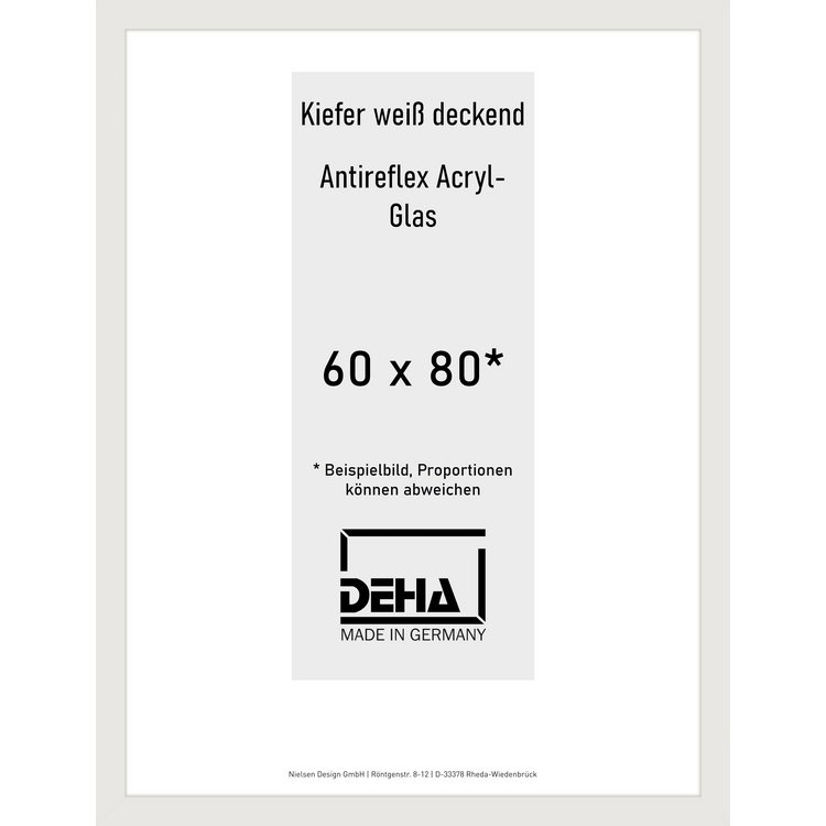 Holz-Rahmen Deha A 25 60 x 80 Kiefer weiß deckend AR-Acryl 0A25EA-027-KWDE
