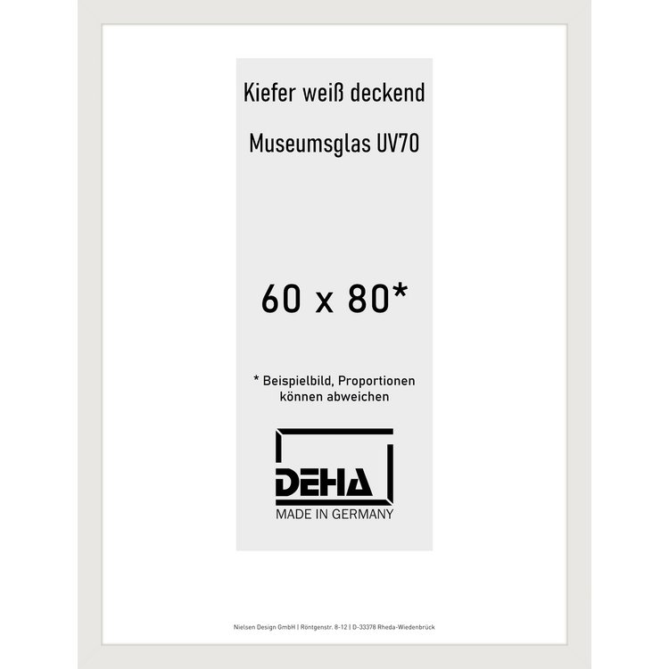 Holz-Rahmen Deha A 25 60 x 80 Kiefer weiß deckend M.UV70 0A25M6-027-KWDE