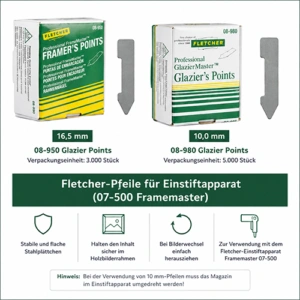Fletcher-Pfeile für Einstiftapparat Framemaster 07-500